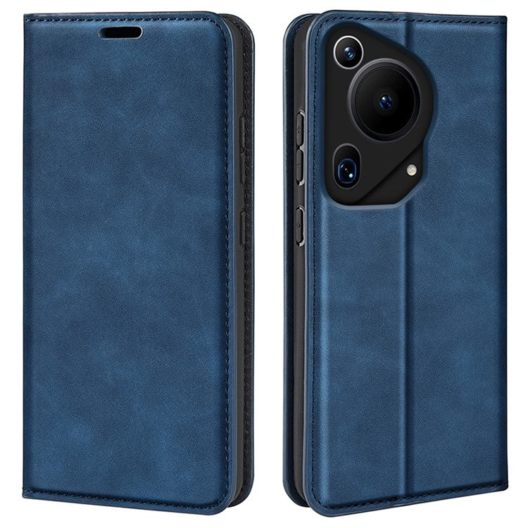 For Huawei Pura 70 Ultra Case Magnetic Absorption PU Leather Stand Phone Cover - Blue