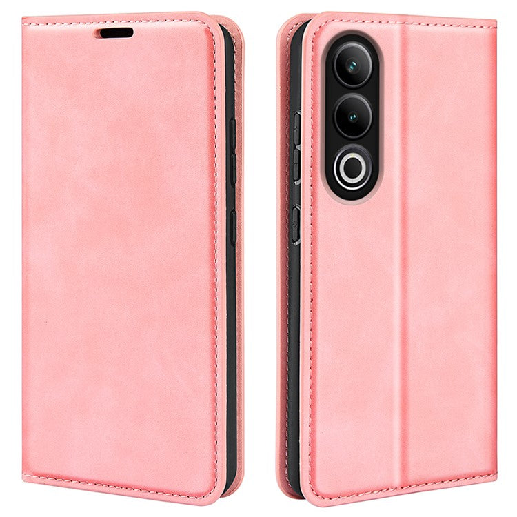 For OnePlus Ace 3V 5G Case Skin-Friendly Card Slots Magnetic Flip Leather Phone Cover - Pink