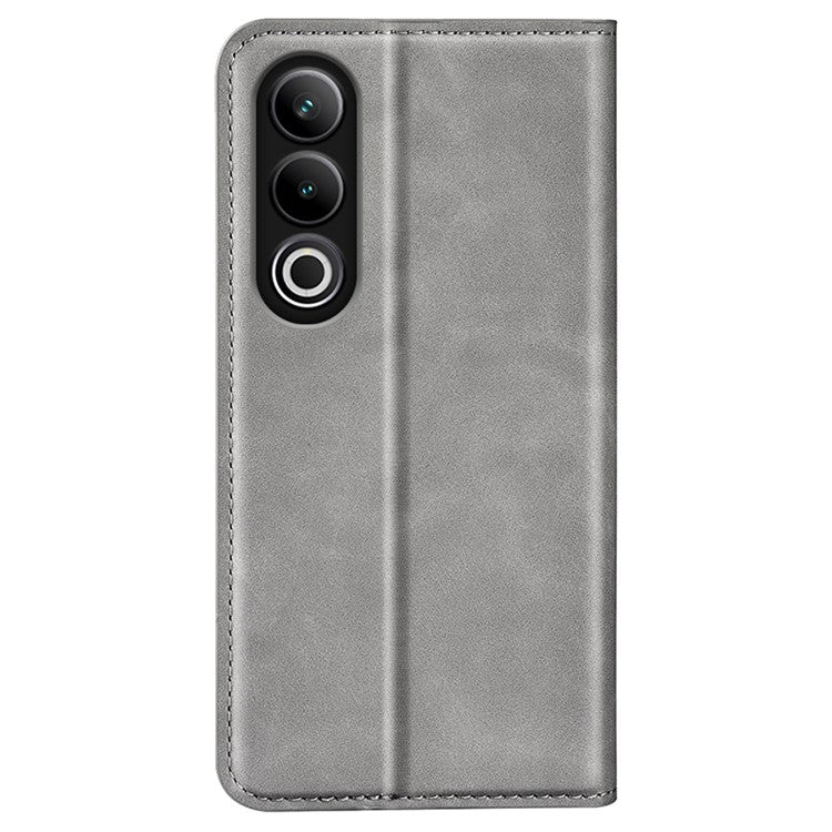 For OnePlus Ace 3V 5G Case Skin-Friendly Card Slots Magnetic Flip Leather Phone Cover - Grey