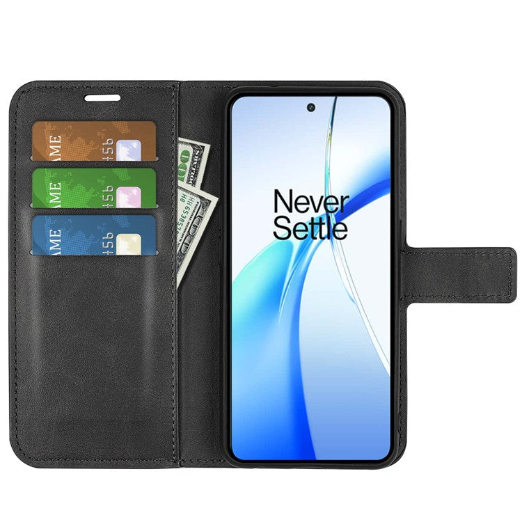 For OnePlus Ace 3V 5G Case Leather Phone Cover with Wallet Card Slots - Black