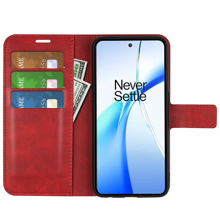 For OnePlus Ace 3V 5G Case Leather Phone Cover with Wallet Card Slots - Red
