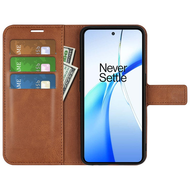 For OnePlus Ace 3V 5G Case Leather Phone Cover with Wallet Card Slots - Light Brown