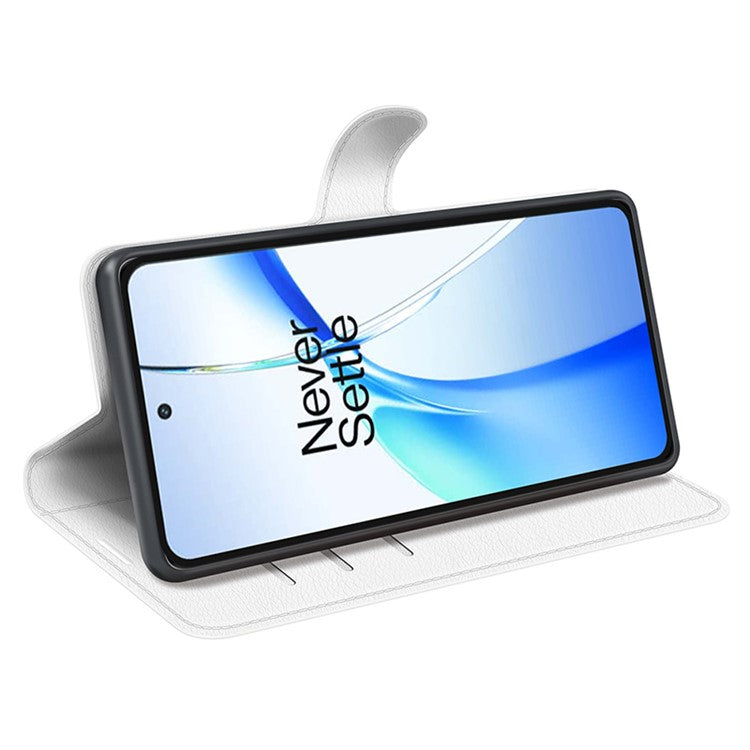 For OnePlus Ace 3V 5G Case PU Leather Litchi Texture Flip Wallet Phone Cover - White