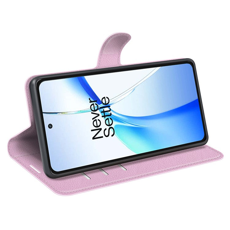 For OnePlus Ace 3V 5G Case PU Leather Litchi Texture Flip Wallet Phone Cover - Pink