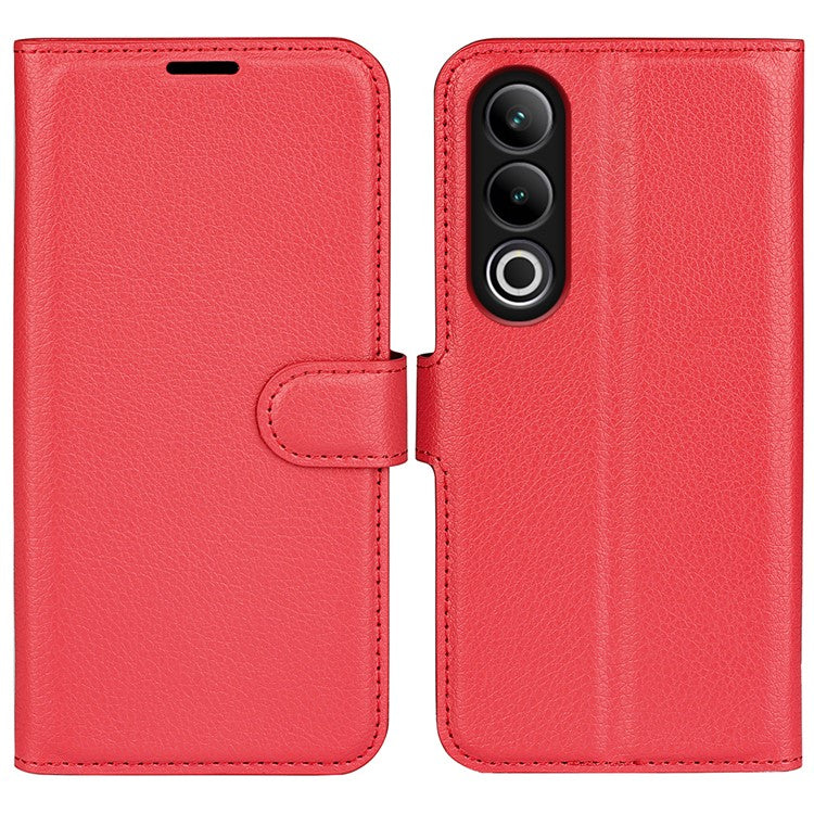 For OnePlus Ace 3V 5G Case PU Leather Litchi Texture Flip Wallet Phone Cover - Red