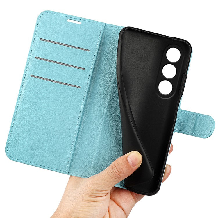 For OnePlus Ace 3V 5G Case PU Leather Litchi Texture Flip Wallet Phone Cover - Blue