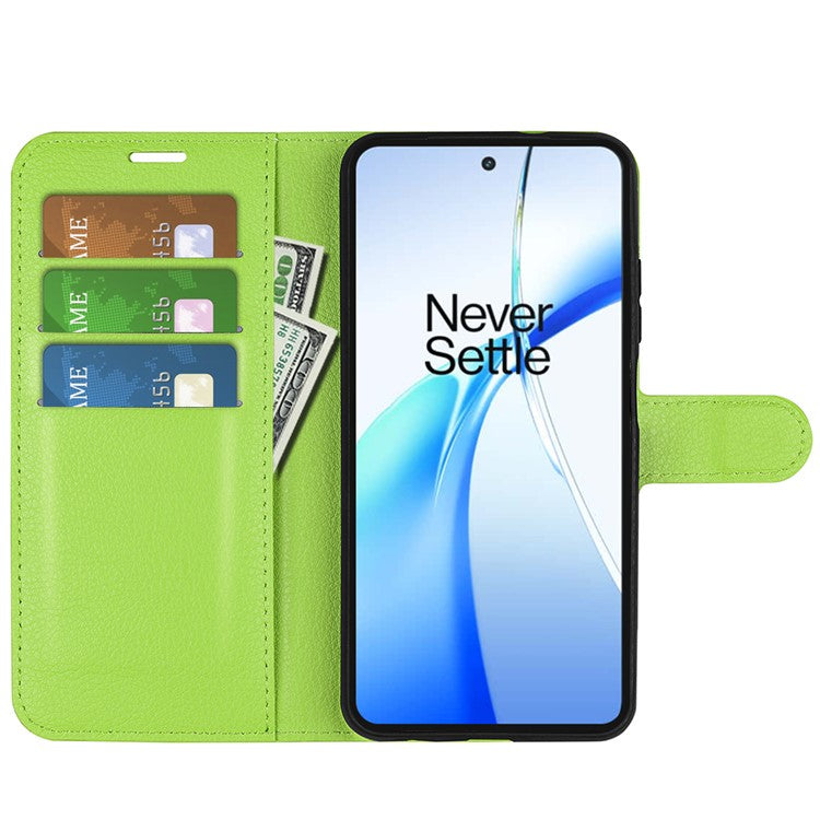 For OnePlus Ace 3V 5G Case PU Leather Litchi Texture Flip Wallet Phone Cover - Green