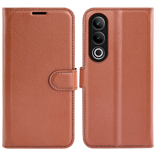 For OnePlus Ace 3V 5G Case PU Leather Litchi Texture Flip Wallet Phone Cover - Brown