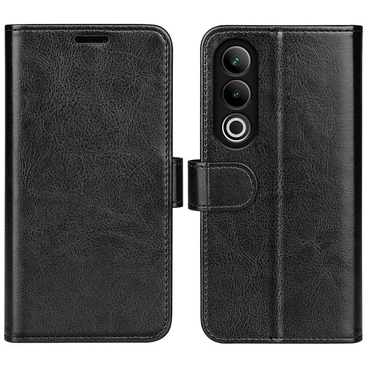 For OnePlus Ace 3V 5G Leather Case Wallet Crazy Horse Texture Folio Flip Phone Cover - Black
