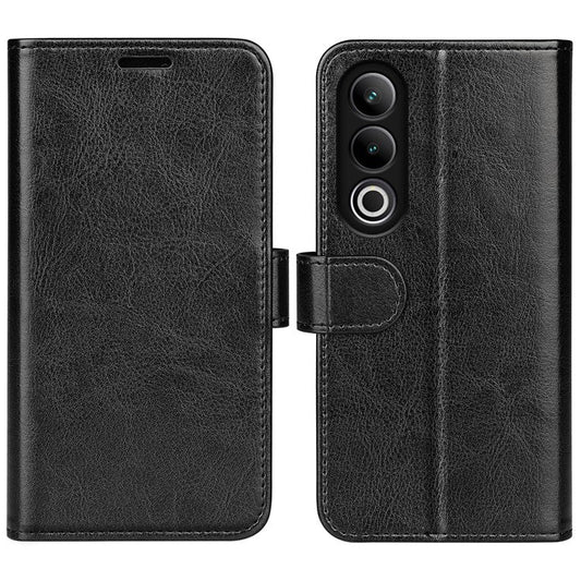 For OnePlus Ace 3V 5G Leather Case Wallet Crazy Horse Texture Folio Flip Phone Cover - Black