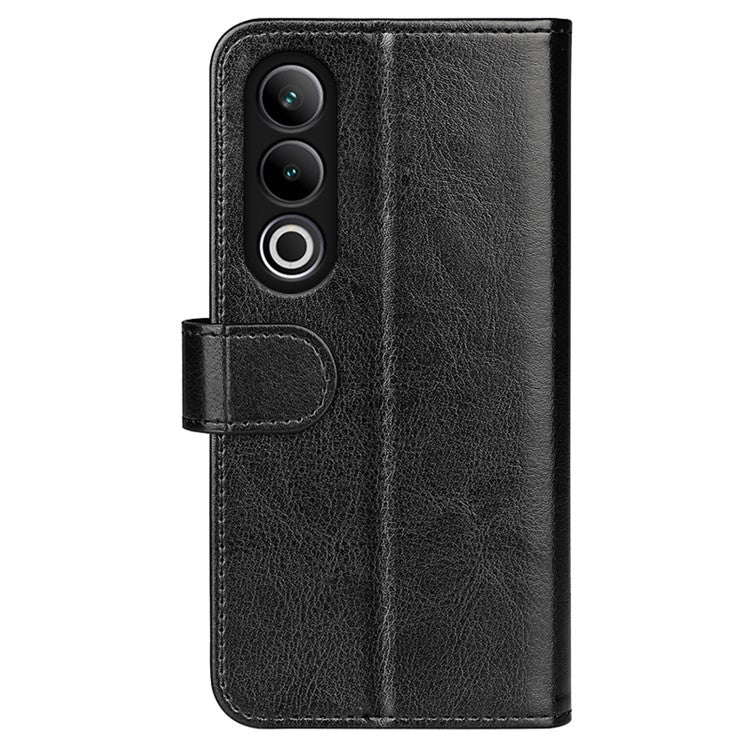 For OnePlus Ace 3V 5G Leather Case Wallet Crazy Horse Texture Folio Flip Phone Cover - Black