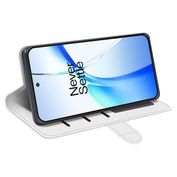 For OnePlus Ace 3V 5G Leather Case Wallet Crazy Horse Texture Folio Flip Phone Cover - White