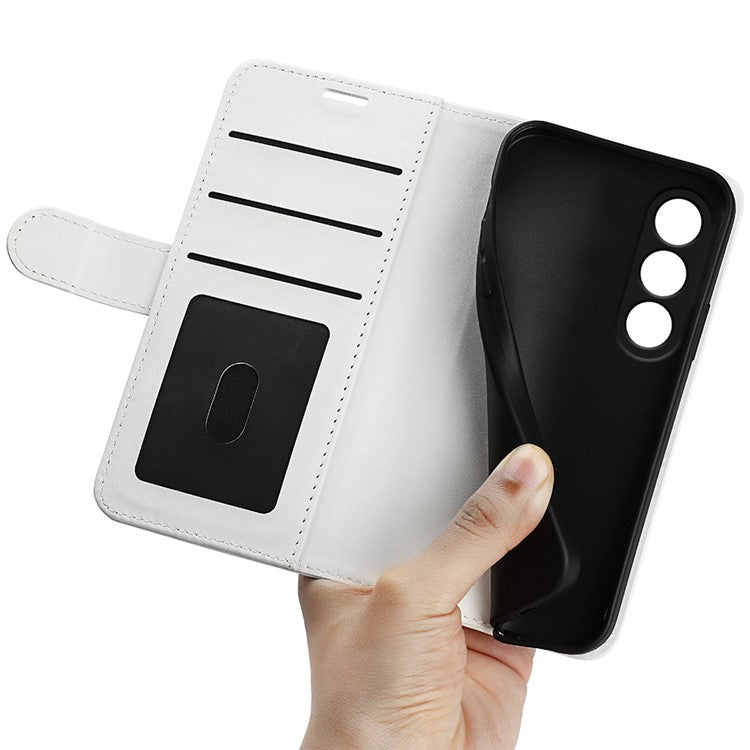 For OnePlus Ace 3V 5G Leather Case Wallet Crazy Horse Texture Folio Flip Phone Cover - White