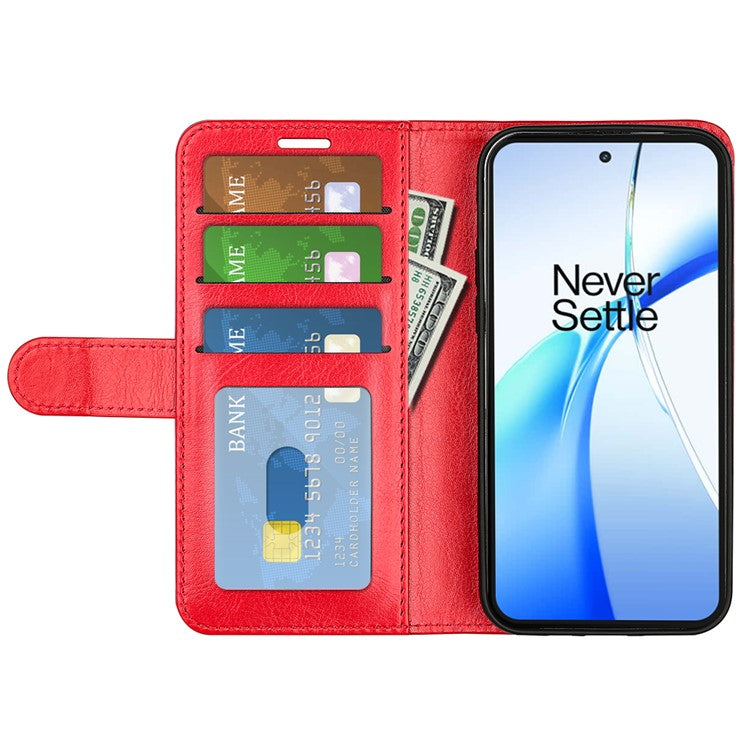 For OnePlus Ace 3V 5G Leather Case Wallet Crazy Horse Texture Folio Flip Phone Cover - Red