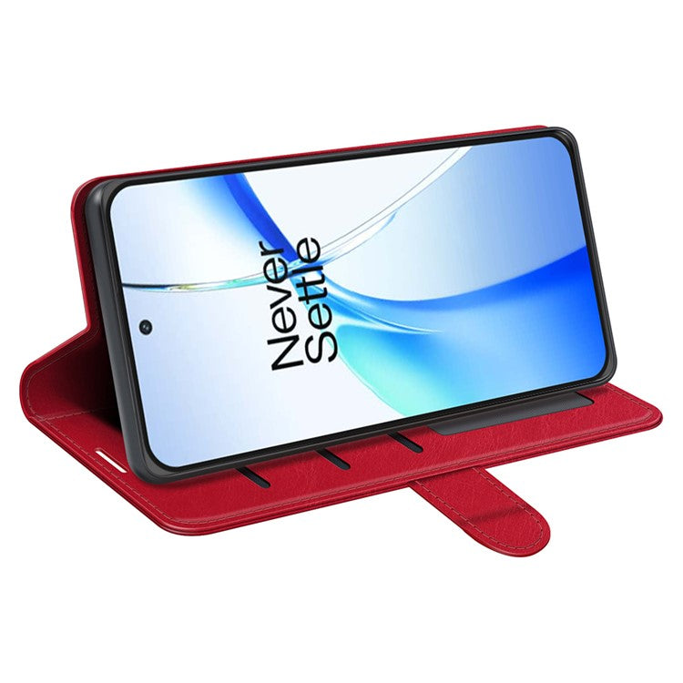 For OnePlus Ace 3V 5G Leather Case Wallet Crazy Horse Texture Folio Flip Phone Cover - Red