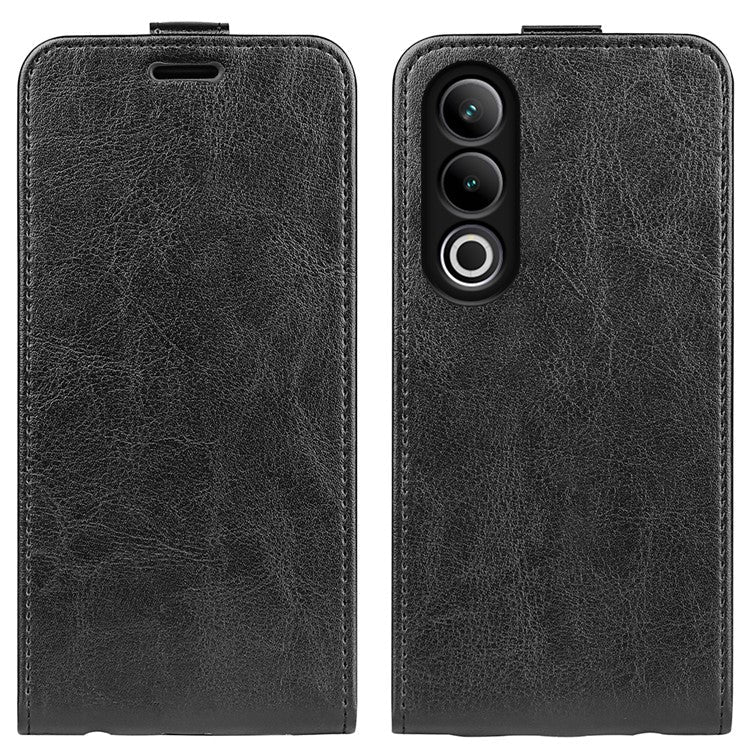 For OnePlus Ace 3V 5G Case Vertical Flip Crazy Horse PU Leather Phone Cover - Black