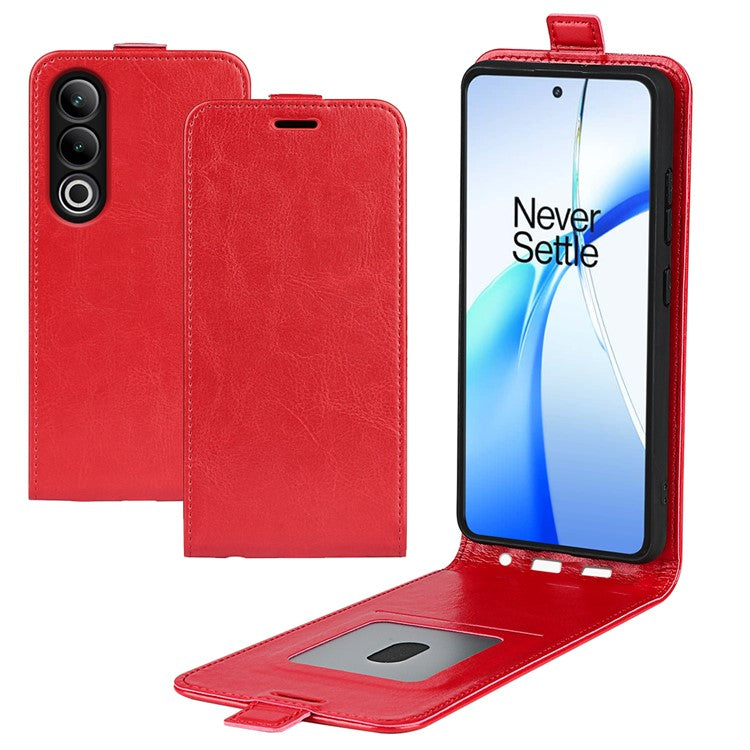 For OnePlus Ace 3V 5G Case Vertical Flip Crazy Horse PU Leather Phone Cover - Red