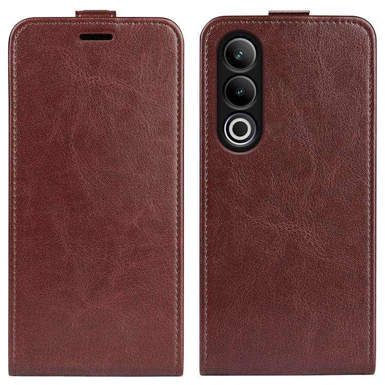 For OnePlus Ace 3V 5G Case Vertical Flip Crazy Horse PU Leather Phone Cover - Brown