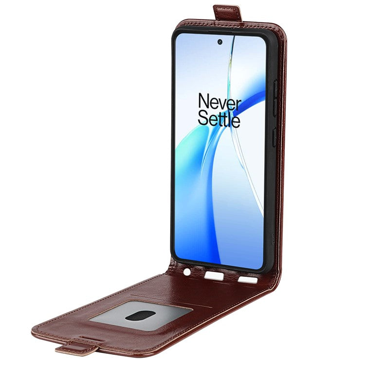For OnePlus Ace 3V 5G Case Vertical Flip Crazy Horse PU Leather Phone Cover - Brown