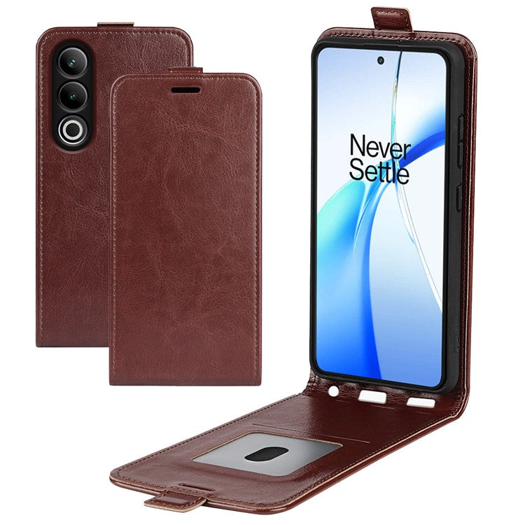 For OnePlus Ace 3V 5G Case Vertical Flip Crazy Horse PU Leather Phone Cover - Brown