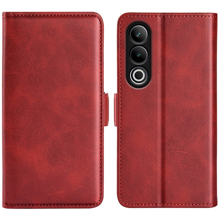 For OnePlus Ace 3V 5G Case Classic Calf Texture Flip Dual Magnetic Clasp Leather Phone Cover - Red