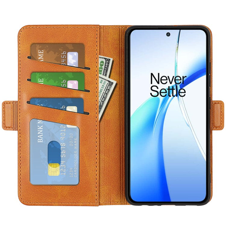 For OnePlus Ace 3V 5G Case Classic Calf Texture Flip Dual Magnetic Clasp Leather Phone Cover - Yellow