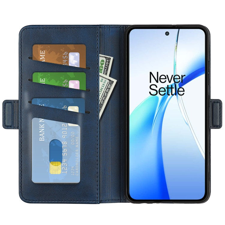 For OnePlus Ace 3V 5G Case Classic Calf Texture Flip Dual Magnetic Clasp Leather Phone Cover - Blue