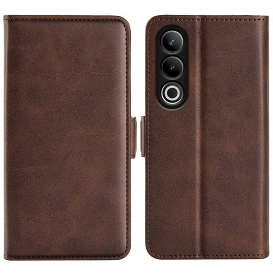 For OnePlus Ace 3V 5G Case Classic Calf Texture Flip Dual Magnetic Clasp Leather Phone Cover - Brown