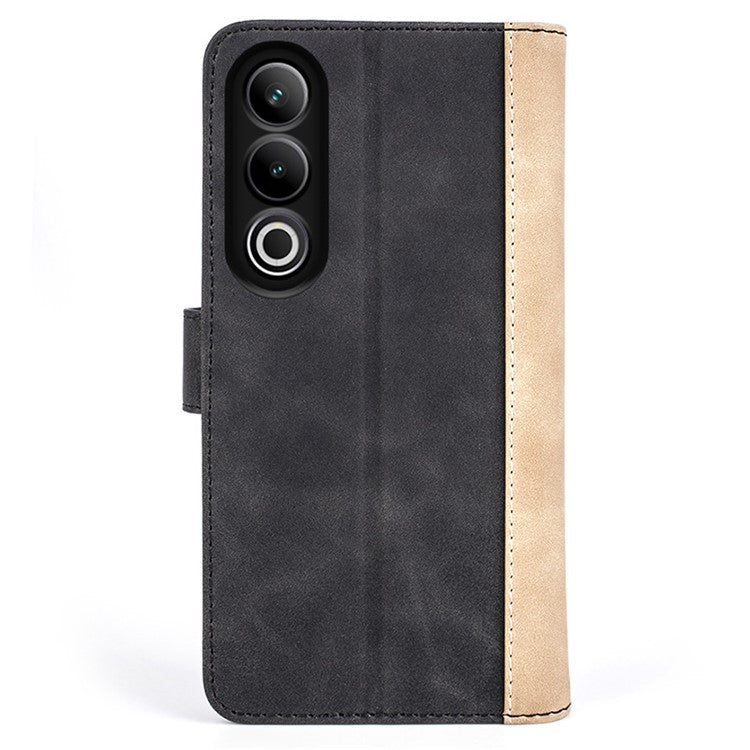 For OnePlus Ace 3V 5G Wallet Case Color Splicing Leather Stand Phone Cover - Black