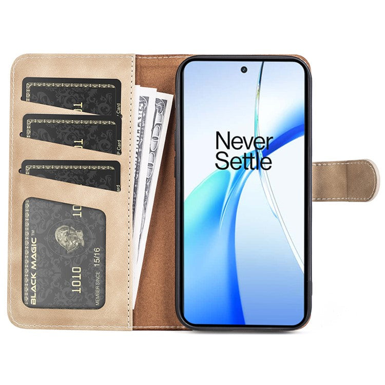 For OnePlus Ace 3V 5G Wallet Case Color Splicing Leather Stand Phone Cover - Yellow