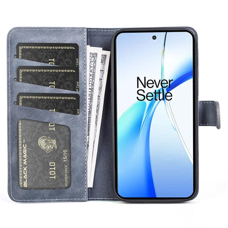 For OnePlus Ace 3V 5G Wallet Case Color Splicing Leather Stand Phone Cover - Blue