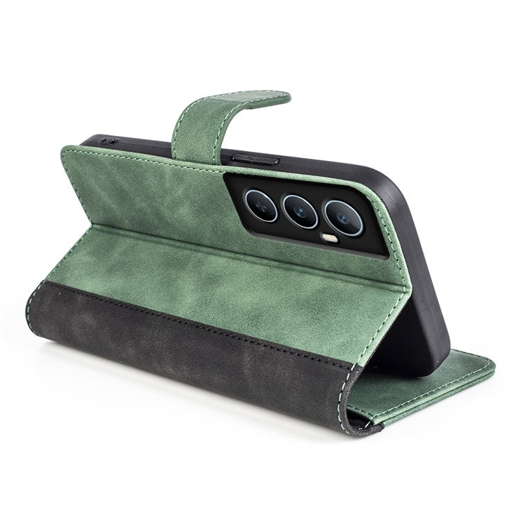 For OnePlus Ace 3V 5G Wallet Case Color Splicing Leather Stand Phone Cover - Green