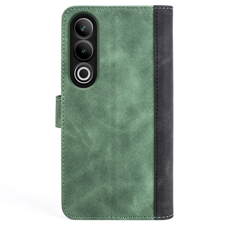 For OnePlus Ace 3V 5G Wallet Case Color Splicing Leather Stand Phone Cover - Green