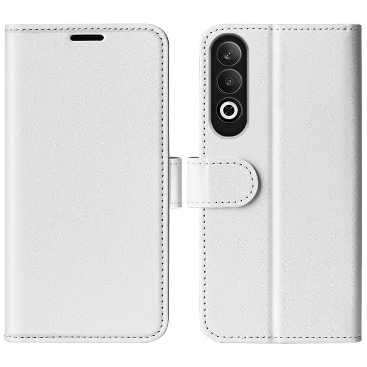 For OnePlus Nord CE4 5G / Oppo K12 Leather Case Crazy Horse Texture Folio Flip Wallet Phone Cover - White