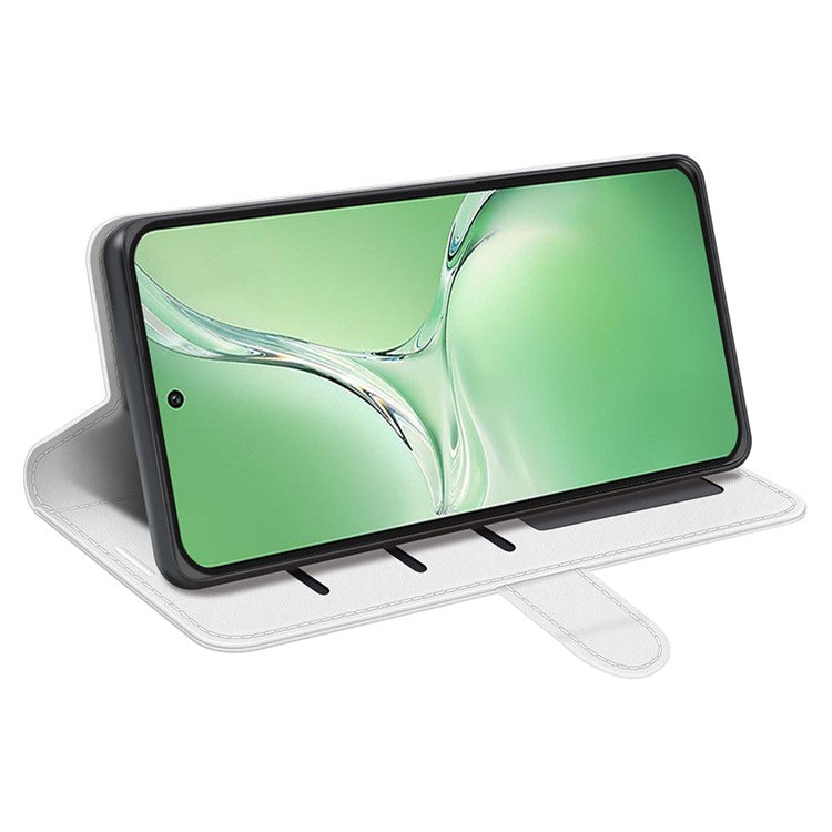 For OnePlus Nord CE4 5G / Oppo K12 Leather Case Crazy Horse Texture Folio Flip Wallet Phone Cover - White