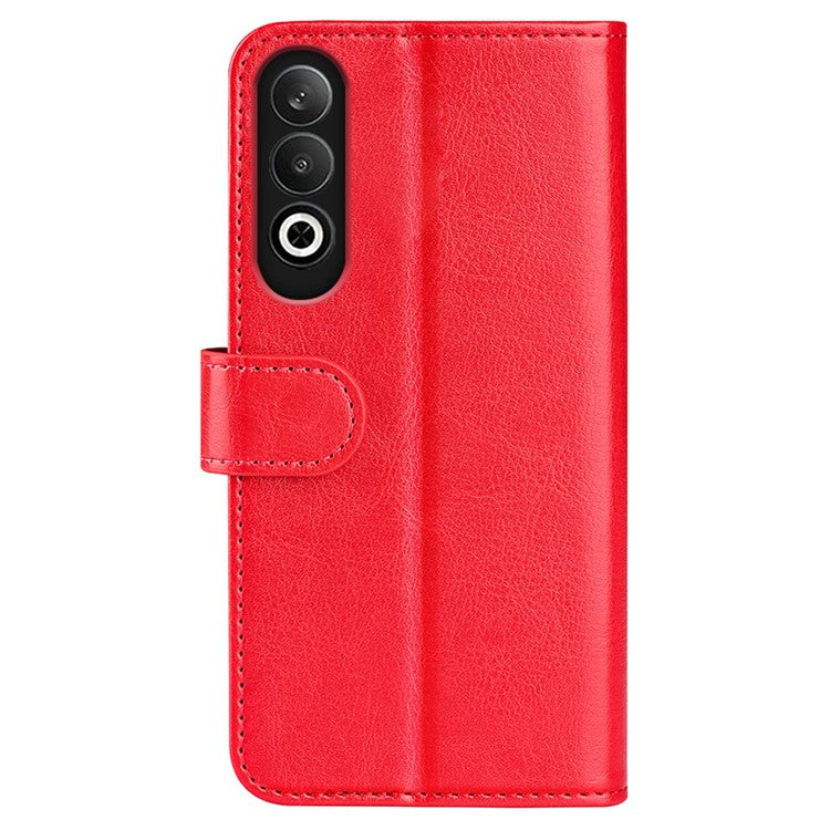For OnePlus Nord CE4 5G / Oppo K12 Leather Case Crazy Horse Texture Folio Flip Wallet Phone Cover - Red