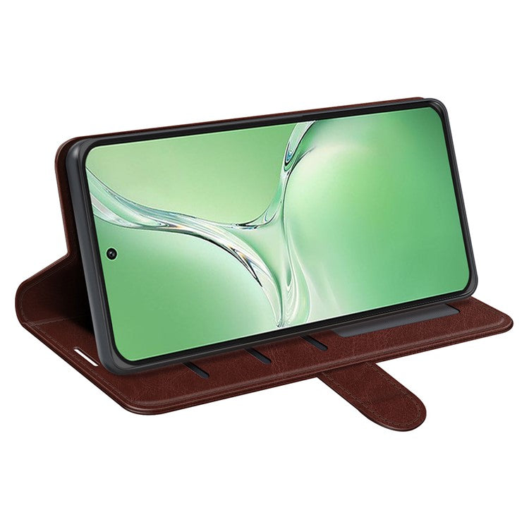 For OnePlus Nord CE4 5G / Oppo K12 Leather Case Crazy Horse Texture Folio Flip Wallet Phone Cover - Brown