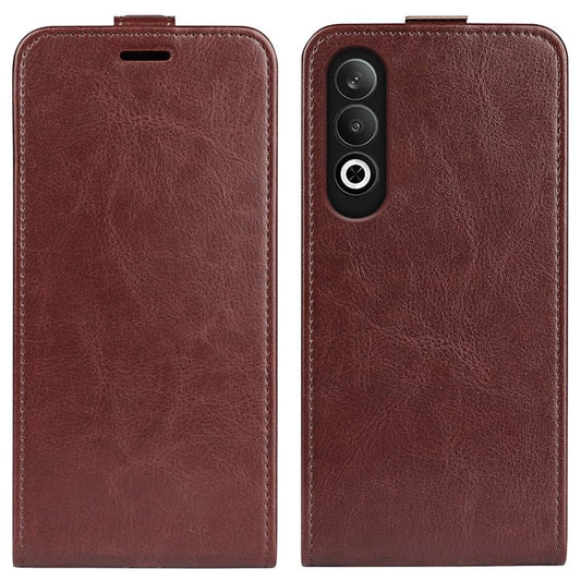For OnePlus Nord CE4 5G / Oppo K12 Case Crazy Horse Texture Vertical Flip Leather Phone Cover - Brown