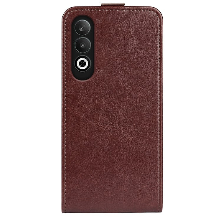 For OnePlus Nord CE4 5G / Oppo K12 Case Crazy Horse Texture Vertical Flip Leather Phone Cover - Brown