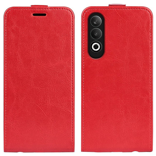 For OnePlus Nord CE4 5G / Oppo K12 Case Crazy Horse Texture Vertical Flip Leather Phone Cover - Red