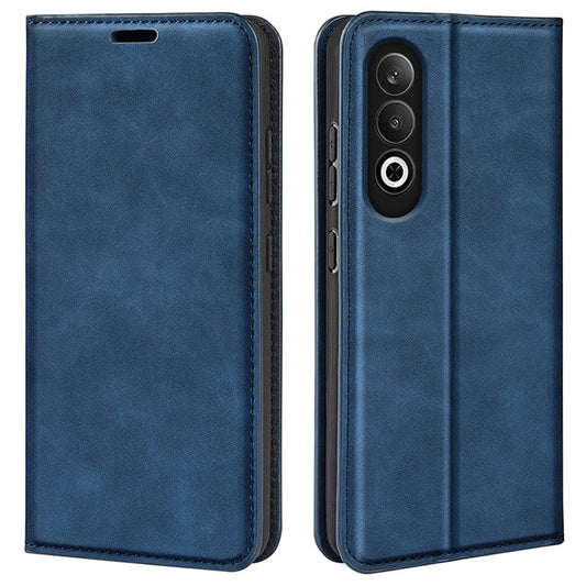 For OnePlus Nord CE4 5G / Oppo K12 Case Skin-Touch Card Slots Leather Flip Phone Cover - Blue