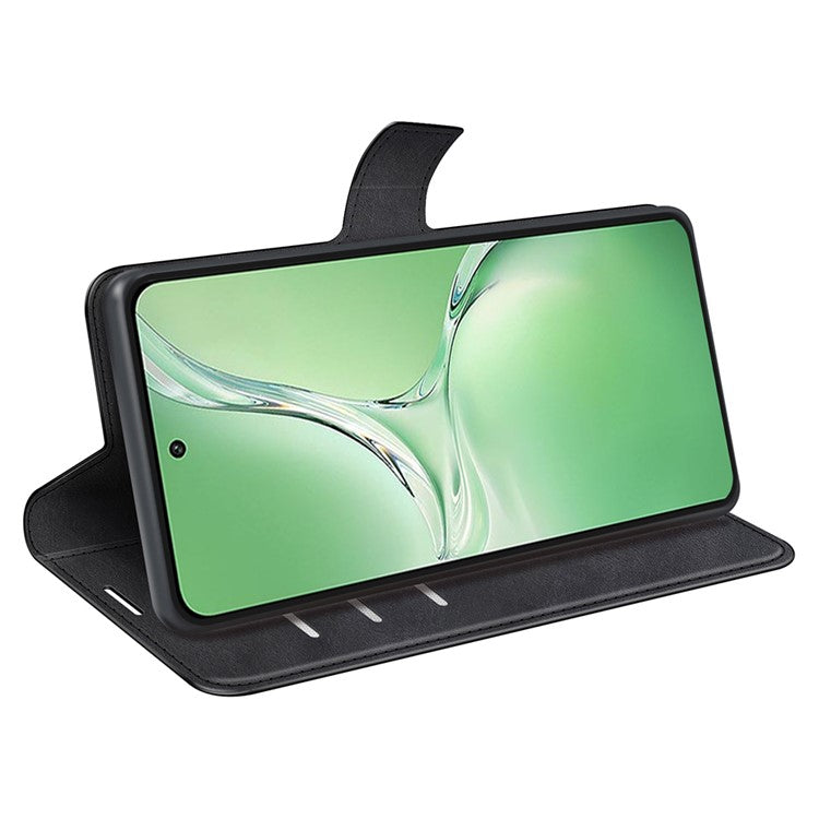 For OnePlus Nord CE4 5G / Oppo K12 Case Magnetic Calf Texture Leather Phone Cover - Black