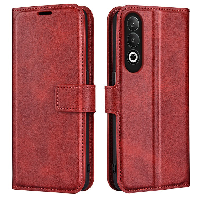 For OnePlus Nord CE4 5G / Oppo K12 Case Magnetic Calf Texture Leather Phone Cover - Red