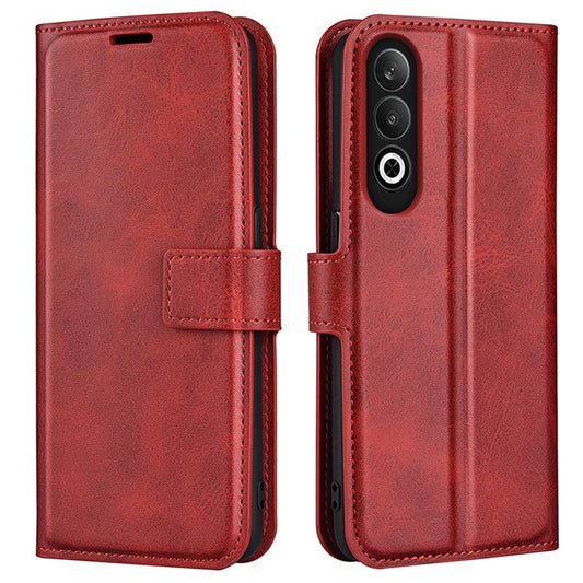 For OnePlus Nord CE4 5G / Oppo K12 Case Magnetic Calf Texture Leather Phone Cover - Red