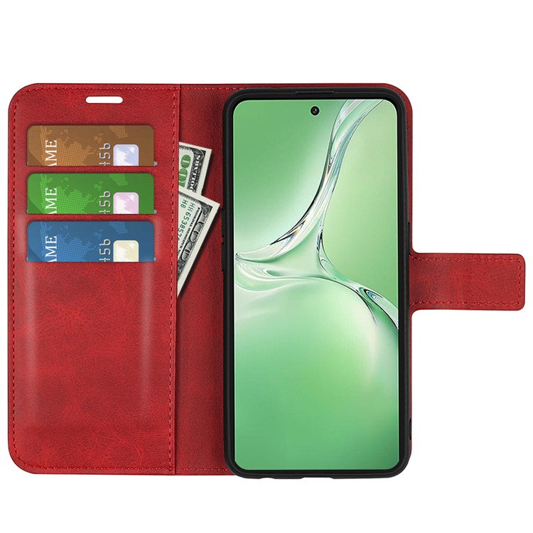 For OnePlus Nord CE4 5G / Oppo K12 Case Magnetic Calf Texture Leather Phone Cover - Red