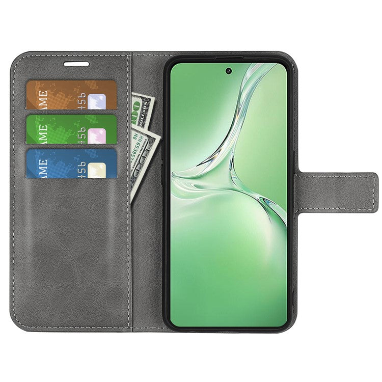 For OnePlus Nord CE4 5G / Oppo K12 Case Magnetic Calf Texture Leather Phone Cover - Grey
