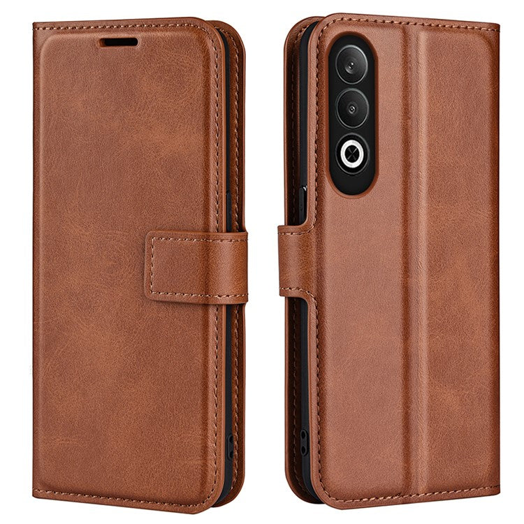 For OnePlus Nord CE4 5G / Oppo K12 Case Magnetic Calf Texture Leather Phone Cover - Light Brown