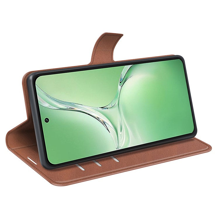 For OnePlus Nord CE4 5G / Oppo K12 Case Magnetic Calf Texture Leather Phone Cover - Light Brown