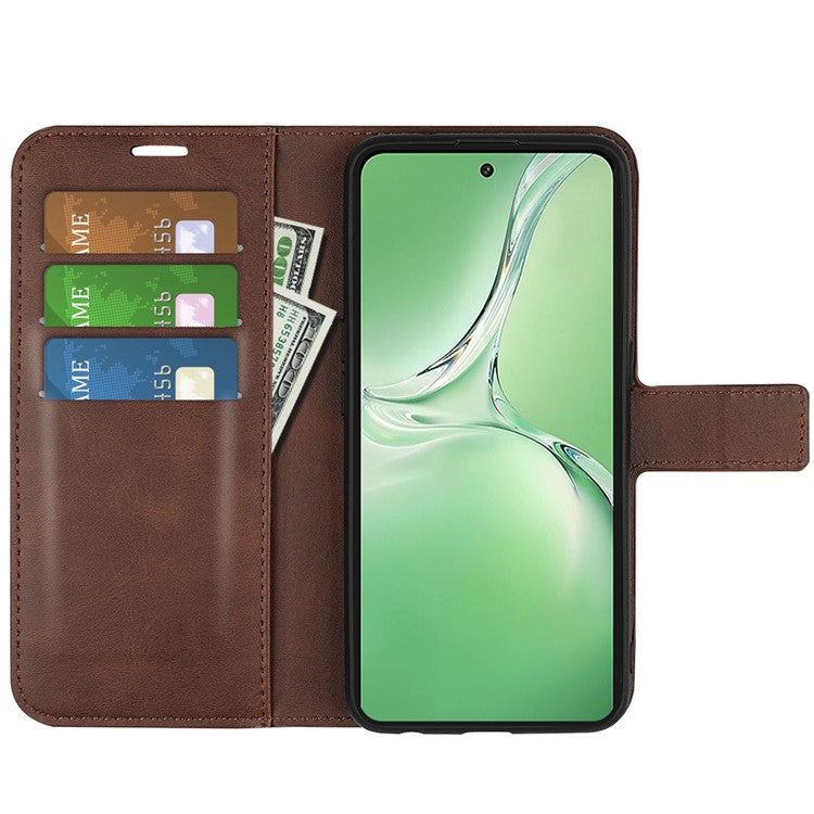 For OnePlus Nord CE4 5G / Oppo K12 Case Magnetic Calf Texture Leather Phone Cover - Brown