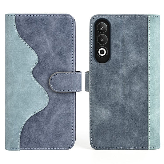 For OnePlus Nord CE4 5G / Oppo K12 Case Wallet Two-Color Splicing Leather Phone Cover - Blue